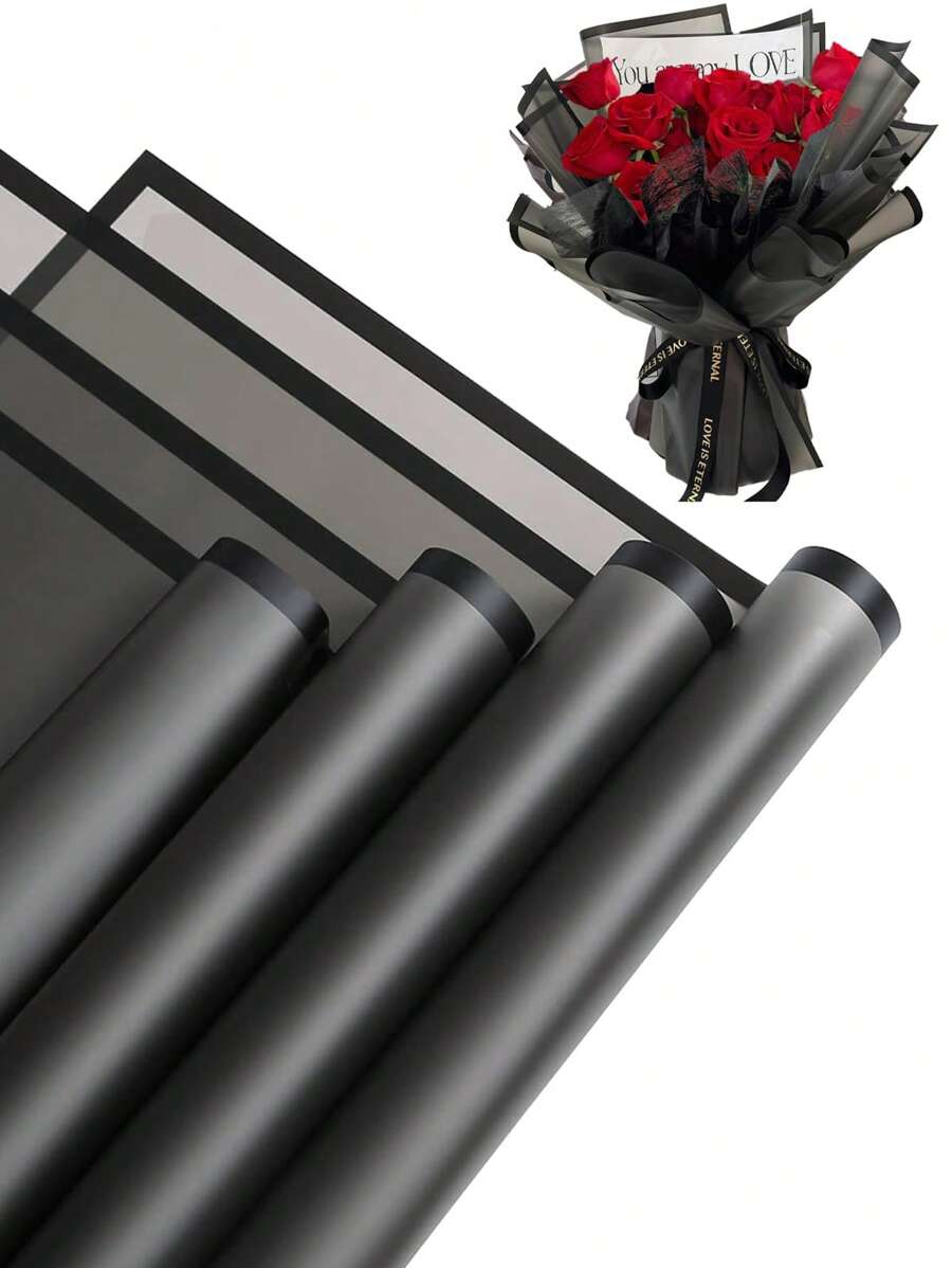 MEHELANY 20/10/5/1张/包 花卉包装纸 - 防水花束包装纸，适用于情人节、DIY手工制作、花卉用品、婚礼、生日礼物包装、礼品包装、花束包装、DIY插花、母亲节、生日、婚礼、毕业典礼和周年纪念日 - 黑色 - 查看 1