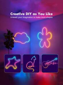 1 个带 APP 遥控器的霓虹灯带，LED 霓虹灯绳灯适用于卧室、游戏室、露台、花园、生日派对、户外装饰、防水、多种模式、室内音乐同步、室内/室外装饰 - 彩色光 - 查看 7