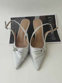 2025 Fashion Rhinestone High Heel Pointed Toe Pumps For Women, French Elegant Style - Silver - View 1