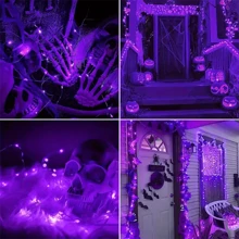 1pc 50/100/200/300LED Solar String Lights Outdoor Waterproof, 8 Modes Copper Wire LED Light String, Holiday Party Garden Decoration Light - Purple - View 2