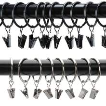 10pcs/40pcs Curtain Rings With Clips, Window Curtain Clip Rings, 1.26 Inch Inner Diameter, Suitable For Living Room Curtain Rods, Bathroom Curtain Rods, Curtain Rods, Easy To Use, Gold, Black, Silver - Multicolor - View 2