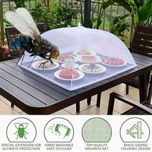 2pcs White Collapsible Mesh Food Cover, Reusable Anti-Insect Vegetable Protector, Suitable For Camping, Barbecue And Party - Білий - Переглянути 5