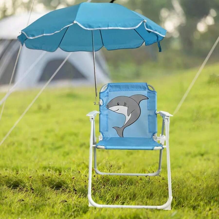 Silla de playa para niños al aire libre, plegable, sombrilla para acampar, silla trasera de ocio para niños, dia de campo