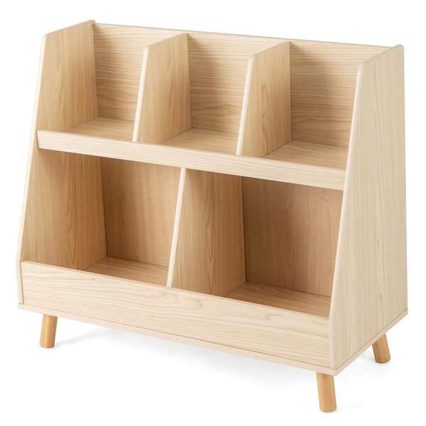 Lifezeal 5-Cube Kids Bookshelf And Toy Organizer Wooden Storage Bookcase With Wood Legs Natural/White/Beige