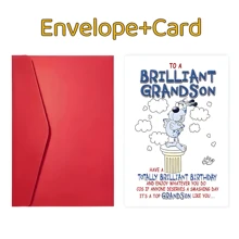 1Pc Cute Birthday Card For Grandson, Paper Material, Perfect For Grandparents To Wish Their Grandson A Happy Birthday, Enjoy Everything You Do, Suitable For Birthday Parties. - Multicolor - View 6