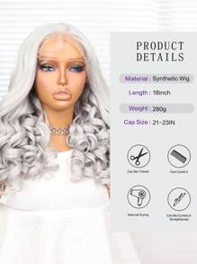 (米色、灰色)13X4 蕾丝前假发，日本进口婴儿发合成纤维，26 英寸黑色直发合成纤维耐热假发弹力网帽，适合各种人种日常聚会，高品质女士自然美丽合成柔软假纤维头发