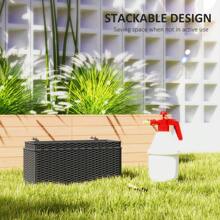 Outsunny Set Of 2 Hanging Flower Boxes, 50 Cm Long, Rattan Look Flower Pot With Drainage Holes And Hooks, Railing Box For Fence Balcony Garden - Black - View 5