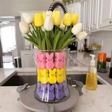 彩色泡沫兔子、复活节兔子装饰、花瓶填充物套装、春季家居装饰中心装饰品