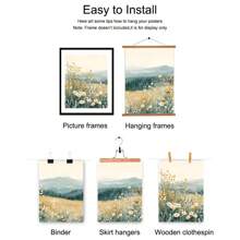 Bộ 3 bức tranh phong cảnh đồng quê Boho Mountain Daisy Wildflower không khung trang trí nhà nông thôn thẩm mỹ Tranh in vải canvas tối giản cho ký túc xá, căn hộ, phòng khách, phòng ngủ, trang trí nhà hiện đại - Nhiều màu - Xem 7