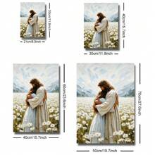 1pc Framed/Unframed Jesus Hugging Girl Canvas Poster Print Bible Christian Art Aesthetic Painting Minimalist Wall Art Picture For Dorm,Apartment,Bedroom,Living Room,Modern Home Decoration