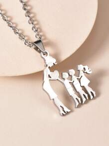 1 chiếc vòng cổ mặt dây chuyền hoạt hình bằng thép không gỉ thời trang, vòng cổ thanh lịch cho phụ nữ, quà tặng cho Ngày của Mẹ, Ngày Lễ Tạ ơn, trang phục hàng ngày - Bạc - Xem 9