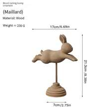 Adornos de conejo de Pascua de madera maciza, figuras de conejo, adornos de escritorio para el hogar y las vacaciones. - caqui oscuro - Ver 8