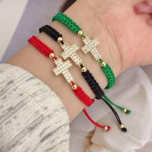 1pc Fashion Religious Cross Braided Bracelet, Suitable For Daily Wear/Festival Gift - Style1 - View 2