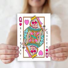Personalized Stylish Birthday Cards, Queen Of Hearts Birthday Cards With Envelopes, Unique Birthday Cards For Best Friend, Mother, Girlfriend, Daughter, Unusual Things, Cute Aesthetic Items (12cm/4.7in*17cm/6.7in)