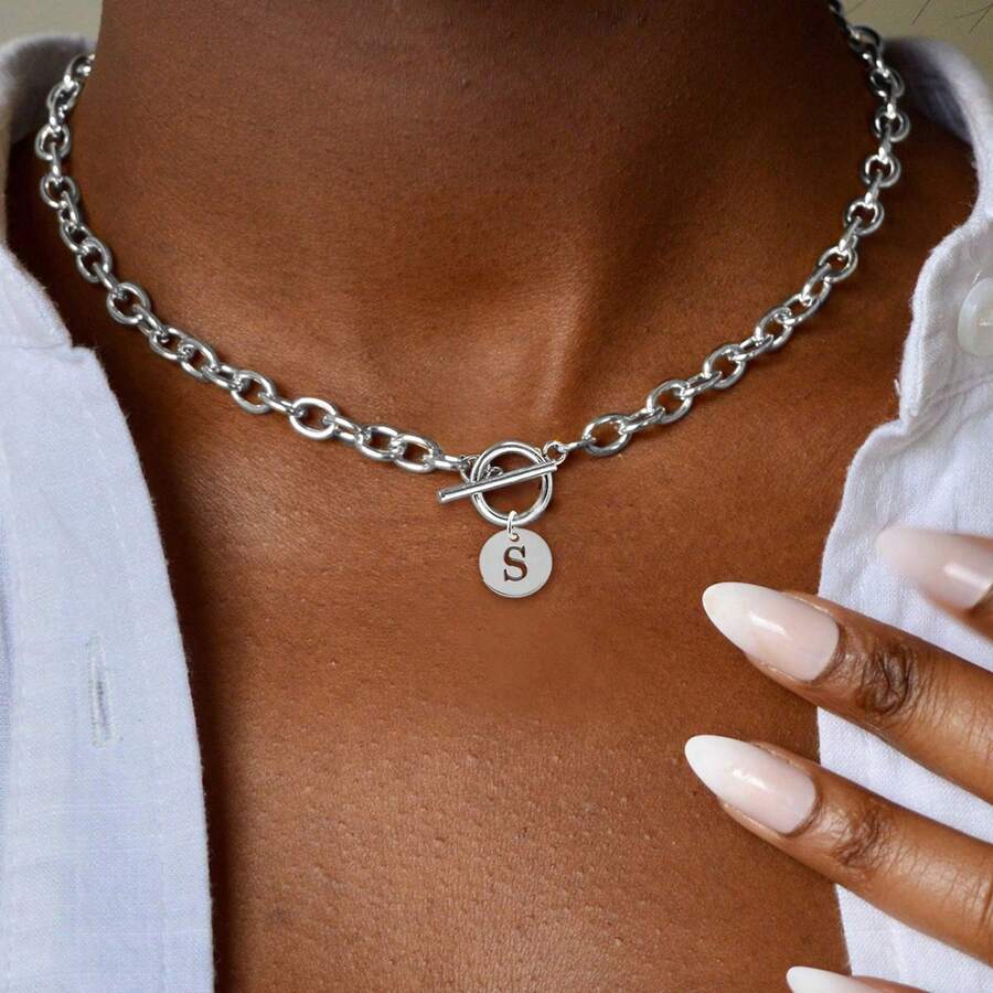 1 chiếc mặt dây chuyền hình trái tim bằng thép không gỉ thời trang, kiểu dáng chữ T, thích hợp cho phụ nữ dự tiệc. - phong cách 4 - Xem 1