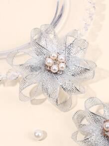 2 件花朵发夹，蕾丝仿珍珠发夹，纯色发饰，适合幼儿儿童派对礼物 - 髮夾 - 查看 7