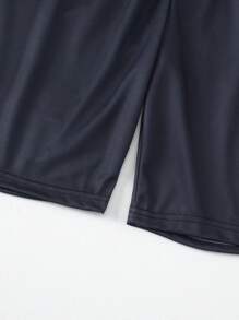 青少年男孩透气速干运动跑步短裤，宽松版型，网眼面料，户外健身百慕大裤 - 黑色 - 查看 7