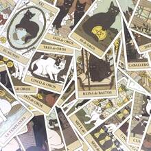 Un conjunto de 78 cartas de tarot en español titulado "Los gatos dominan la Tierra", perfecto para juegos de adivinación, regalos de fiesta y regalos de cumpleaños. - Color de la foto - Ver 10