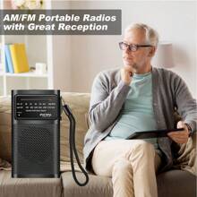 INDIN 便携式收音机 AM FM，应急收音机，配有高品质扬声器、耳机插孔、2AA 电池供电收音机，可远距离接收，袖珍收音机，适合室内、室外和紧急情况使用