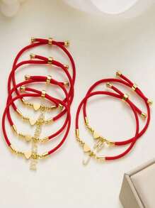 1 pieza Pulsera milanesa con cobre y circonita A-Z, 26 iniciales inglesas ajustables, elegante y exquisita, joya de mano para uso diario y casual, regalo para fiesta y vacaciones.