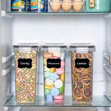 THELIFE 4入組穀物儲存容器套裝，塑料密封食品容器，共84.5液體盎司，適用於穀類、零食、麥片、糖和其他食品。附帶1張貼紙和記號筆標記。 - 白色 - 查看 8