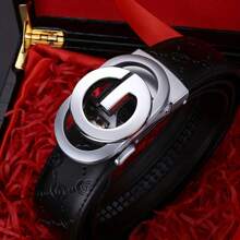 Men's Fashion Belt Famous Brand Men Genuine Leather Belts Designers High Quality Belts For Men Luxury Business Fashion Work Jeans Dress Belt - 銀色 - 查看 6