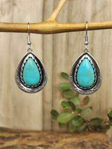 1 paire de boucles d'oreilles vintage bohème en turquoise, design unique convenant à toutes les occasions