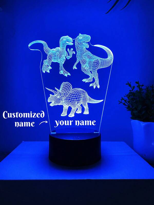 1pc Personalizado 3D Dinossauro Luz Noturna, Sensor de Toque e Mudança de Cor, Luz Decorativa de Quarto para Presente de Natal