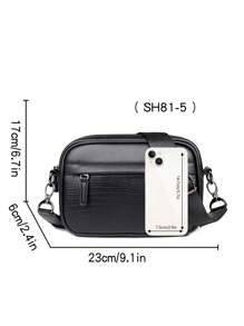 男士时尚休闲斜挎包，大容量，青春礼物，街头风格，新设计 - 黑色 - 查看 12