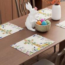 4件装 6件装 清新健康绿花欢乐春日系列餐垫 30*45cm 网格汽车、动物、植物图案餐桌装饰 春季节日餐垫 适合居家聚会餐桌厨房装饰