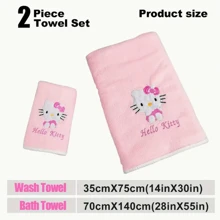 Sanrio Sanrio Ultra Soft Bath Towel Set, Cute KT Cat Towel, Home Soft Coral Velvet Absorbent Quick Drying Bath Towel, Face Towel Non Shedding Hair, Suitable For Both Men And Women, Ideal Home Bathroom Accessory Home Bathroom Decor
