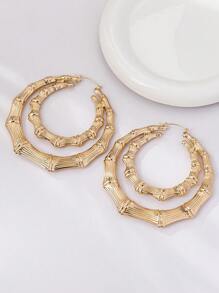 1 Cặp bông tai vòng đôi thắt nút tre siêu lớn cho nữ - Vàng - Xem 4