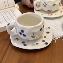 1pc Lovely Handmade Asymmetrical Ceramic Coffee Mug, High-Quality Afternoon Tea/Breakfast Cup, Suitable For Office, Company, And Home Use Back To School