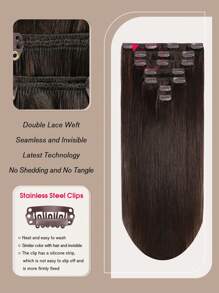 Yilite Hair Extensions Clip Ins 14-20 Inch 7pcs #2 Darkest Brown Clip In Hair Extensions Human Hair Straight Clip In Hair Extensions Real Human Hair Double Weft (14-20 Inches #2 Darkest Brown) - S2 - View 4