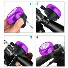 1 pieza Timbre de bicicleta de color morado fuerte, accesorio de decoración de bicicleta plegable universal, adecuado para bicicletas de montaña