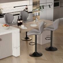 Nalupatio Modern Bar Stools Set Of 2,Adjustable Swivel Barstools,Counter Height Stool Chair With High Backrest For Dining Room - Xám - Xem 5