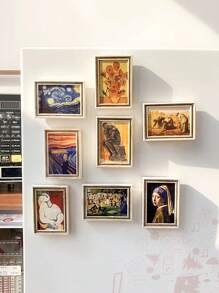 1 件世界名画迷你相框、梵高艺术系列冰箱贴、高端星空创意磁性相框复古 3D 装饰贴纸、旅行纪念品、最佳家居装饰贴纸礼物 - 彩色 - 查看 7