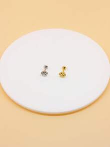 1pc Stainless Steel Cat Paw Stud Earring, Fashionable Internal Threaded Dog Paw Earring 1.2mm, Ladies Daily Piercing Jewelry - Gold - View 7