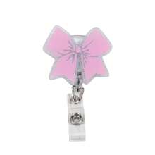 1pc Pink White Bow Retractable Badge Reel - Cute Alligator Clip ID Holder For Nurses, Teachers & Office Staff - Multicolor - View 14