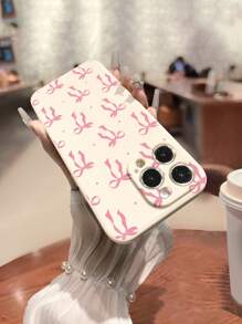 Bow-Knot 1pc Perforated Edge Pink Bowknot Painted Thickened Shockproof Phone Case Compatible With Iphone 16, IPhone 16 Pro, IPhone 16 Plus, IPhone 16 Pro Max, IPhone 15 Pro Max, Apple IPhone 13, IPhone 14, Galaxy S25, Galaxy S25 Plus, Galaxy S25 Ultra, Galaxy A50, A12, A32, A52, A72, A51, A21S, A13, A14, S22 Ultra, S23, A33, A53, S20 FE, Redmi 11, 12 Pro, 12, 12X, Note 11, 9A, 9C, Poco X3 NFC, Redmi 10, 9, Note 9, 12C, Note 11 Pro, Redmi 10C, Note 8 Pro - Multicolor - View 3