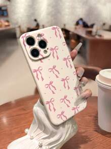 Bow-Knot 1pc Perforated Edge Pink Bowknot Painted Thickened Shockproof Phone Case Compatible With Iphone 16, IPhone 16 Pro, IPhone 16 Plus, IPhone 16 Pro Max, IPhone 15 Pro Max, Apple IPhone 13, IPhone 14, Galaxy S25, Galaxy S25 Plus, Galaxy S25 Ultra, Galaxy A50, A12, A32, A52, A72, A51, A21S, A13, A14, S22 Ultra, S23, A33, A53, S20 FE, Redmi 11, 12 Pro, 12, 12X, Note 11, 9A, 9C, Poco X3 NFC, Redmi 10, 9, Note 9, 12C, Note 11 Pro, Redmi 10C, Note 8 Pro - Multicolor - View 5