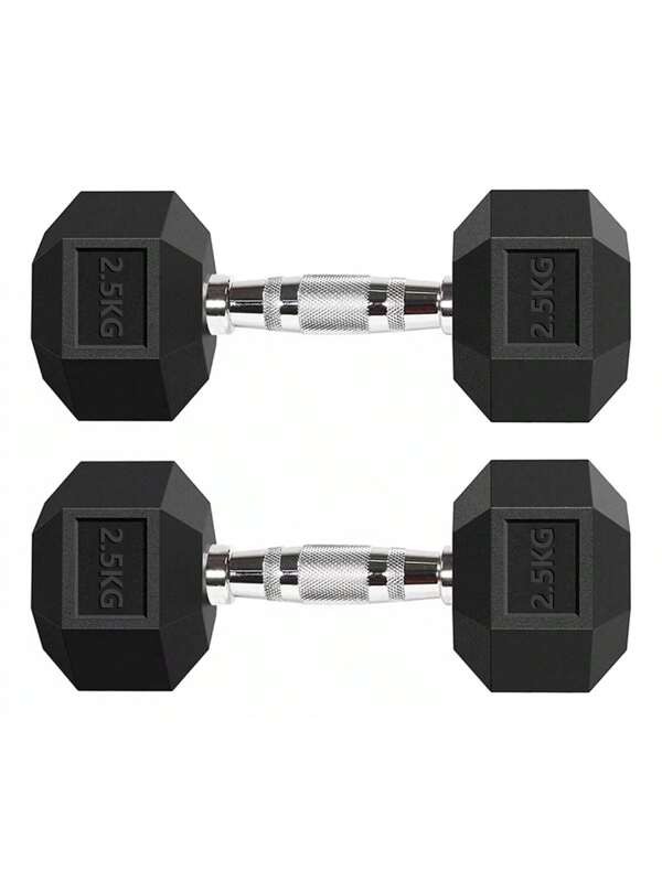 2Mancuernas Hexagonales De Caucho 2.5Kg
