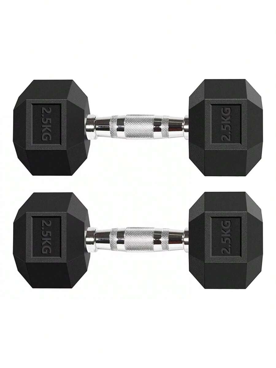 2Mancuernas Hexagonales De Caucho 2.5Kg - Negro - Ver 1