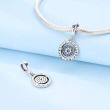 Good Luck Spinning Eye Charm 925 Sterling Silver Pendant Beads fit Original Charms Bracelet Necklace Jewelry Making DIY Gift - Silver - View 3