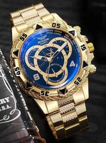 2 件男士精品商务风格休闲石英表经典时尚高端优雅男士手表适合派对和日常 - 金色 - 查看 2