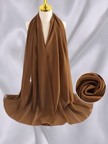 1 chiếc khăn trùm đầu mềm mại bằng vải voan trơn cho nữ, khăn choàng dài thường ngày kiểu Ả Rập màu trơn bảo thủ, thích hợp sử dụng hàng ngày - Lạc đà - Xem 7