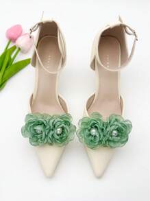 2pcs Removable Fashionable Burned-Edge Pearl Flower High-Quality Delicate Shoe Charm Accessories
