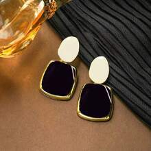 2 piezas Aretes cuadrados minimalistas y a la moda, joyería para fiesta y eventos
