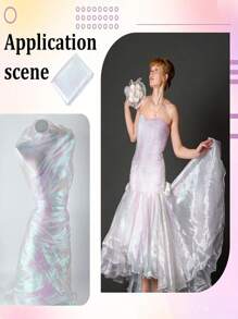 1 件 7 色欧根纱面料,适用于婚纱时尚 DIY、节日装饰背景 - 彩色 - 查看 6