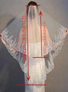 1pc Women Bead Decor Bridal Veil With Hair Comb For Wedding Party Fall Clothes For Women Valentine's Day Accessories